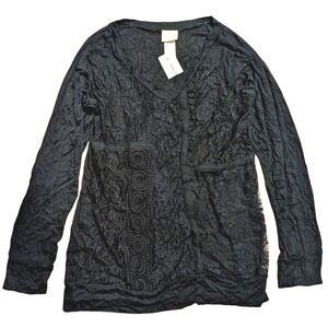DAYTRIP Shirt NWT L Large Black Lace Lacy Tunic Top NEW Made in USA The Buckle